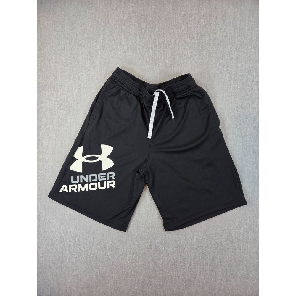 Under Armour Youth Large Athletic Shorts Black Logo Performance Basketball Gym